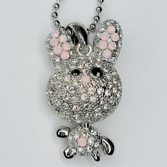 Crystal Rabbit Necklace, Bunny Pendant - Picture 4 of 8